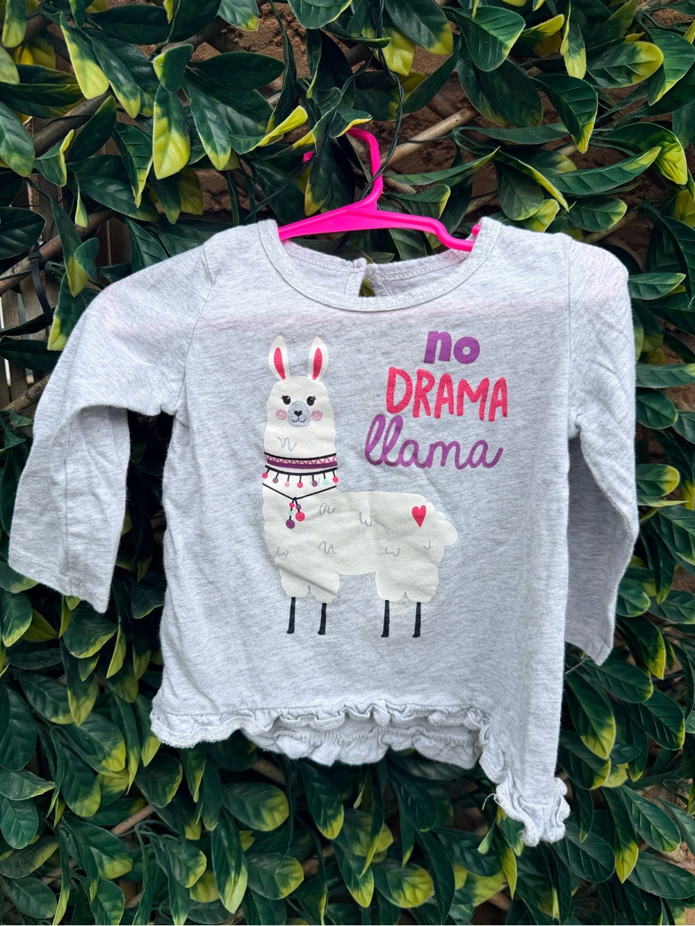 💫10/$25 • George Cotton “No Drama Llama” Ruffle Long Sleeve Top